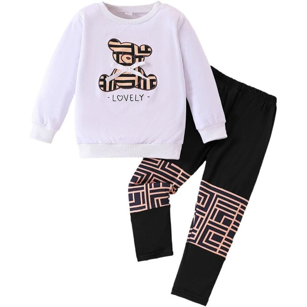 Tween Girl's Letter Print Top + Jogger Pants 2 Piece Casual Outfit Set Kids Fall